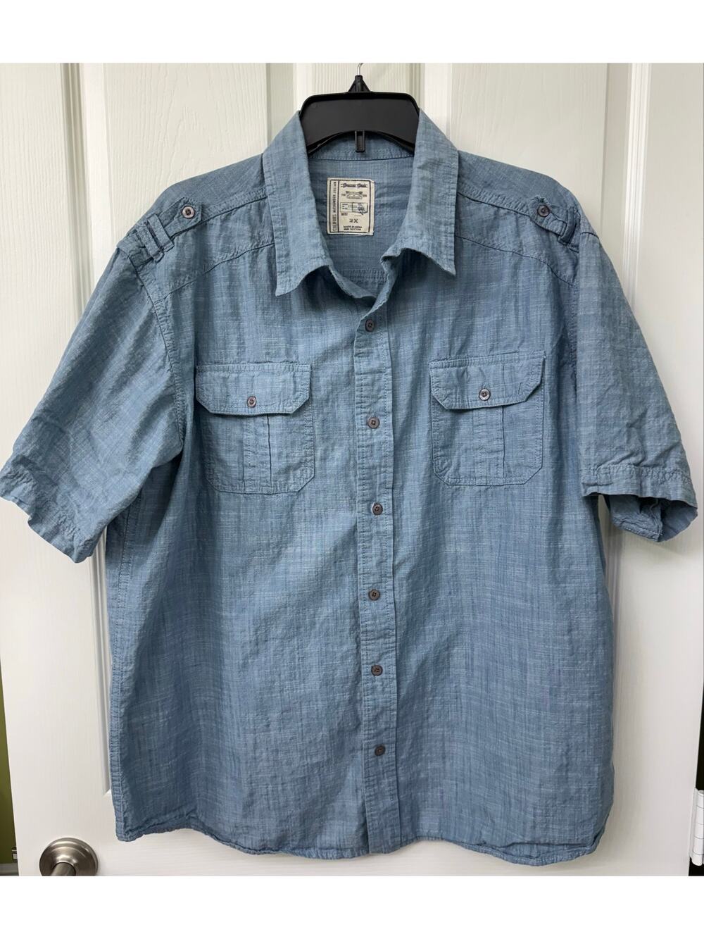 Colours by Alexander Julian Short Sleeves Blue button down collared shirt 2XL
